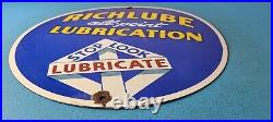 Vintage Richlube Gasoline Sign Lubricate Engine Gas Oil Pump Porcelain Sign