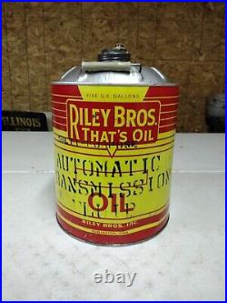 Vintage Riley Bros Inc. Five Gallon Oil Can Burlington Iowa RARE