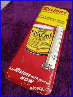 Vintage Rislone Oil Advertising Thermometer merchandise Sign Non Porcelain