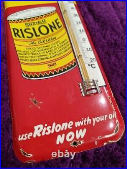 Vintage Rislone Oil Advertising Thermometer merchandise Sign Non Porcelain