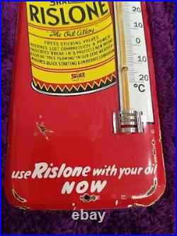 Vintage Rislone Oil Advertising Thermometer merchandise Sign Non Porcelain