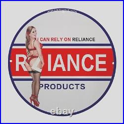 Vintage Rliance Products 1955 Oil Porcelain Gas Pump Sign