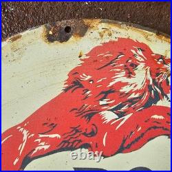 Vintage Road With Gilmore Lion Gasoline Oil Gas Pump Enamel Porcelain Sign
