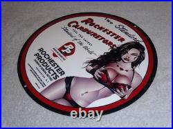 Vintage Rochester Carburetors General Motors Woman 12 Metal Gasoline & Oil Sign