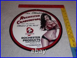 Vintage Rochester Carburetors General Motors Woman 12 Metal Gasoline & Oil Sign