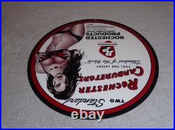 Vintage Rochester Carburetors General Motors Woman 12 Metal Gasoline & Oil Sign