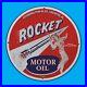 Vintage Rocket Motor Oil Gas Station Service Man Cave Oil Porcelain Sign