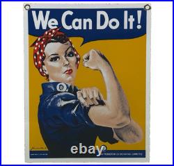Vintage Rosie The Riveter Porcelain Sign Us Wwii