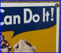Vintage Rosie The Riveter Porcelain Sign Us Wwii