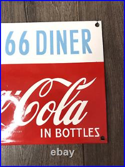 Vintage Route 66 Drink Coca-cola In Bottles Porcelain Gas Oil Soda Pop Ad Sign