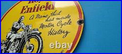 Vintage Royal Enfield Cycles Porcelain Gas Oil Motorcycles Service Station Sign