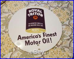 Vintage Royal Triton Motor Oil Porcelain Rack Sign