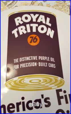 Vintage Royal Triton Motor Oil Porcelain Rack Sign