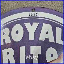 Vintage Royal Triton Old Us Gasoline Oil Gas Pump Enamel Porcelain Sign
