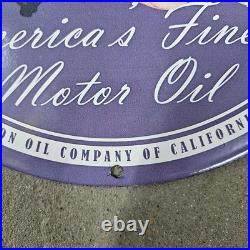Vintage Royal Triton Old Us Gasoline Oil Gas Pump Enamel Porcelain Sign