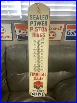Vintage SEALED POWER PISTON RINGS 39 Tall Advertising Gas Oil THERMOMETER