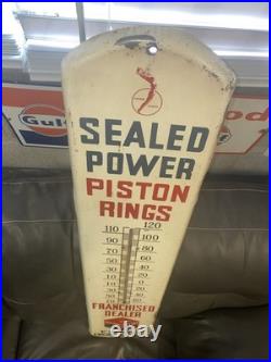 Vintage SEALED POWER PISTON RINGS 39 Tall Advertising Gas Oil THERMOMETER