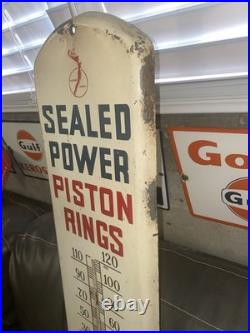 Vintage SEALED POWER PISTON RINGS 39 Tall Advertising Gas Oil THERMOMETER