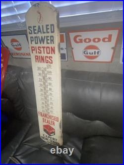Vintage SEALED POWER PISTON RINGS 39 Tall Advertising Gas Oil THERMOMETER