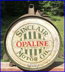 Vintage SINCLAIR Opaline Motor Oil Gas Station Garage Rocker Can UNCLEANED