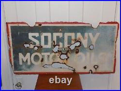 Vintage SOCONY Motor Oils Porcelain Double Sided Sign