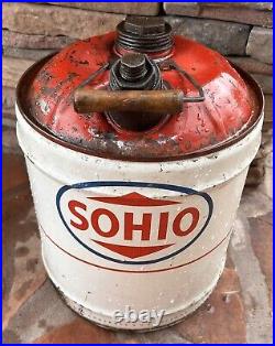 Vintage SOHIO 5 Gallon Gas Motor Oil Can