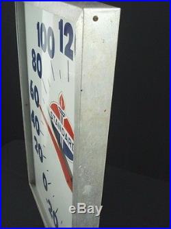 Vintage STANDARD GAS OIL Advertising Sign Thermometer 22 x 15