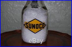 Vintage SUNOCO One Quart Motor Oil Bottle, MK Inc. Co. Metal Spout