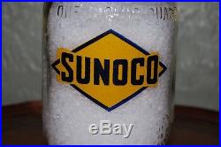 Vintage SUNOCO One Quart Motor Oil Bottle, MK Inc. Co. Metal Spout