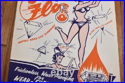 Vintage SUPER FLO WEAR EVER Motors GAS OIL Advertising Poster SIGN ROCKET LADY