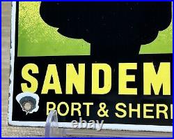 Vintage Sandeman Port & Sherry Porcelain Sign Gas Oil Liquor Store Wine Beer