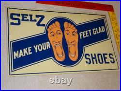 Vintage Selz Shoes Make Your Feet Glad? 15 Metal Gasoline Oil Advertising Sign