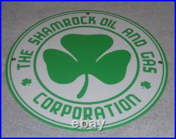 Vintage Shamrock Oil And Gas Corporation 11 3/4 Porcelain Metal Gasoline Sign