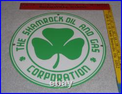 Vintage Shamrock Oil And Gas Corporation 11 3/4 Porcelain Metal Gasoline Sign
