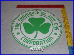 Vintage Shamrock Oil And Gas Corporation 11 3/4 Porcelain Metal Gasoline Sign Vintage Shamrock Oil And Gas Corporation 11 3/4 Porcelain Metal Gasoline Sign