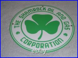 Vintage Shamrock Oil And Gas Corporation 11 3/4 Porcelain Metal Gasoline Sign Vintage Shamrock Oil And Gas Corporation 11 3/4 Porcelain Metal Gasoline Sign