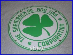 Vintage Shamrock Oil And Gas Corporation 11 3/4 Porcelain Metal Gasoline Sign