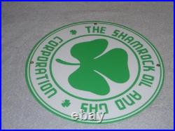 Vintage Shamrock Oil And Gas Corporation 11 3/4 Porcelain Metal Gasoline Sign