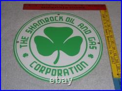 Vintage Shamrock Oil And Gas Corporation 11 3/4 Porcelain Metal Gasoline Sign