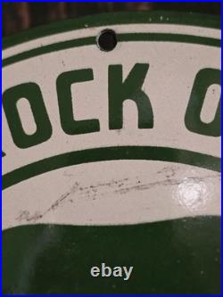 Vintage Shamrock Porcelain Sign Motor Oil Irish Lucky Clover 12