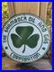 Vintage Shamrock Porcelain Sign Motor Oil Service Gas Station Irish Lucky Clover