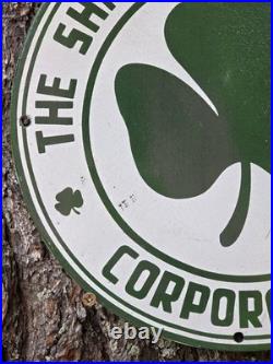 Vintage Shamrock Porcelain Sign Motor Oil Service Station Irish Lucky Clover 12 Vintage Shamrock Porcelain Sign Motor Oil Service Station Irish Lucky Clover 12