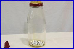Vintage Shell 1 Quart A A Motor Oil Bottle with 20/20W X-100 Tin Top Pourer Lid