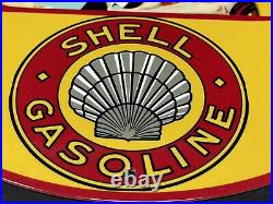 Vintage Shell Gasoline 12 Porcelain Metal Car Motor Oil & Gas Advertising Sign