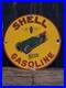Vintage Shell Gasoline Green Streak Porcelain Sign Race Car Motor Oil 10