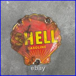 Vintage Shell Gasoline Oil Decor Enamel Porcelain Metal Sign