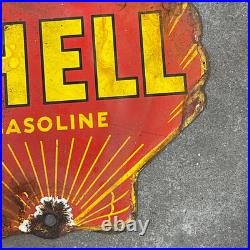 Vintage Shell Gasoline Oil Decor Enamel Porcelain Metal Sign