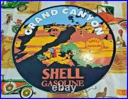 Vintage Shell Gasoline Porcelain Forest Park Gas Oil 11 3/4 Service Ad Sign