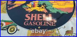 Vintage Shell Gasoline Porcelain Forest Park Gas Oil 11 3/4 Service Ad Sign