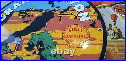 Vintage Shell Gasoline Porcelain Forest Park Gas Oil 11 3/4 Service Ad Sign